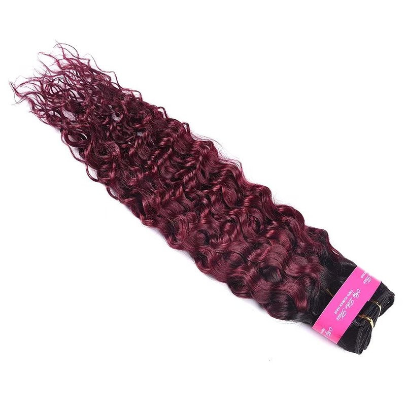 FEEL ME Ombre Water Wave Hair 1b/99j Dark Root Burgundy Ombre Brazilian Hair Bundles 8A Unprocessed Brazilian Virgin Hair 100% Ombre Human Hair Weave Bundles Extension 100g 16 Inch