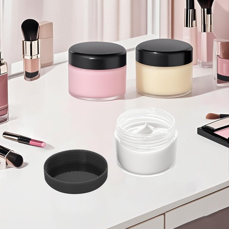 HOIGON 96 PCS 20g 20ml Clear Plastic Sample Containers, Leak-Proof Round Plastic Cosmetic Containers with Black Screw Lids for Creams, Lotions, Makeup, Colored Acrylics