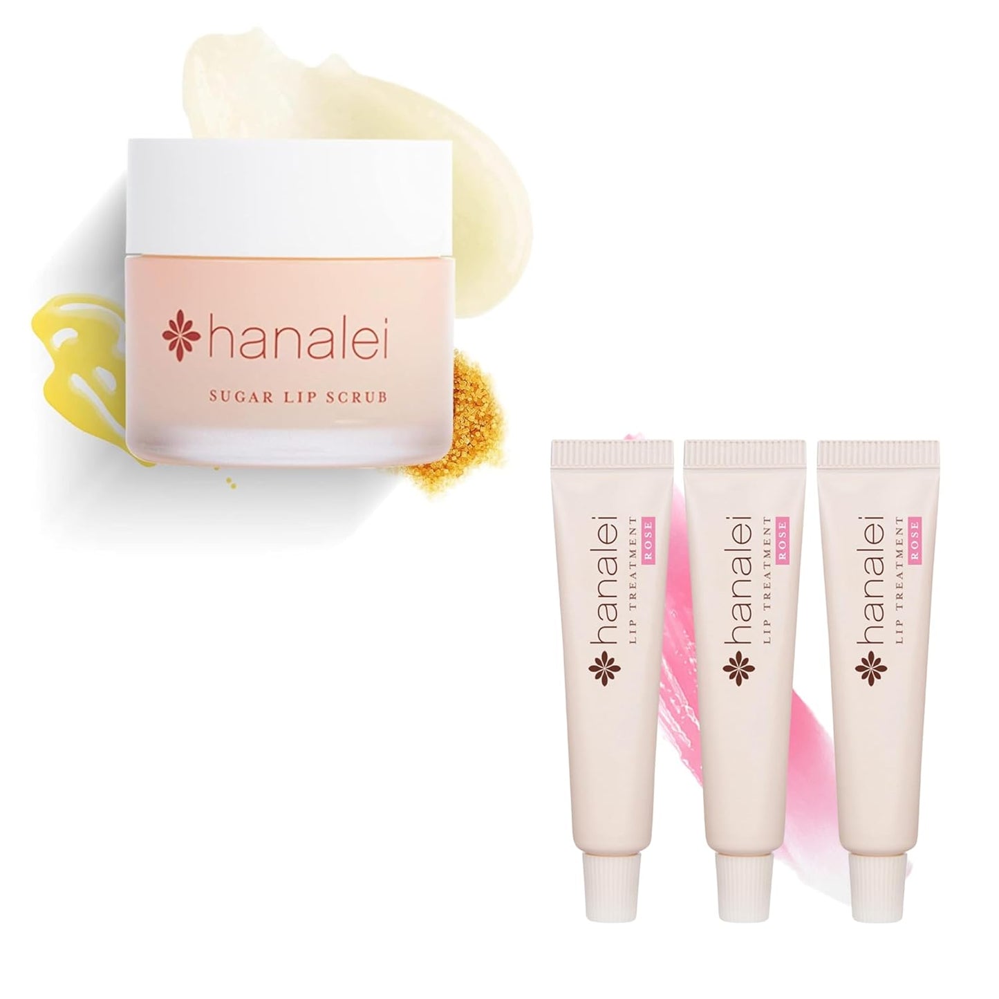 Hanalei Sugar Lip Scrub & Treatment Bundle - Rose Tint | Raw Cane Sugar & Kukui Nut Oil, Cruelty-Free