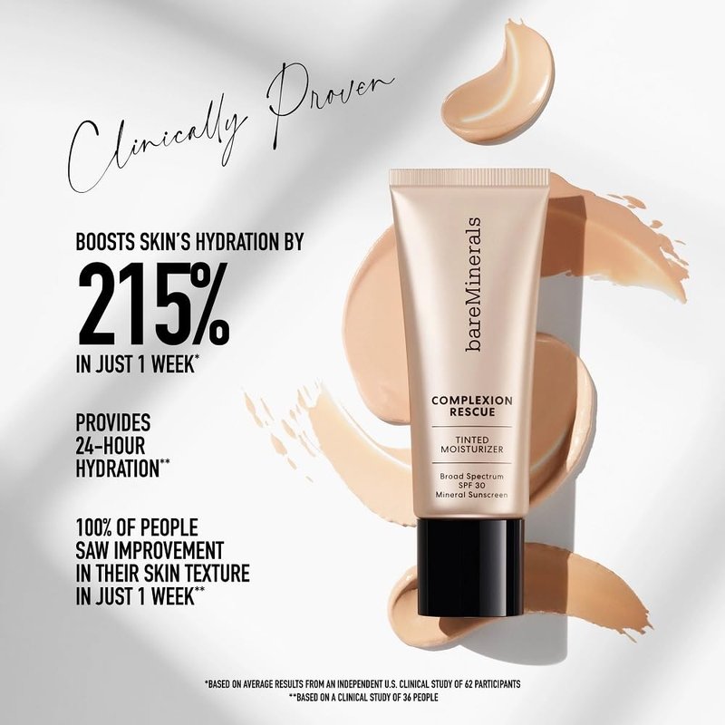 bareMinerals Complexion Rescue Tinted Moisturizer for Face with SPF 30, Travel Size, Spice 08, Vegan, Cruelty-Free & Dermatologist-Tested