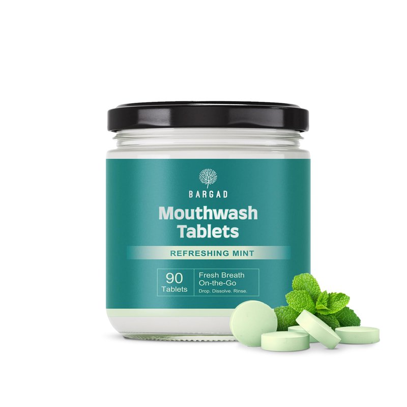 Bargad Mouthwash Tablets – Natural Mint Flavor | 90 Count | Travel-Friendly, Alcohol-Free, Eco-Friendly Oral Rinse Tablets | Freshens Breath, Supports Oral Hygiene | Just Add Water