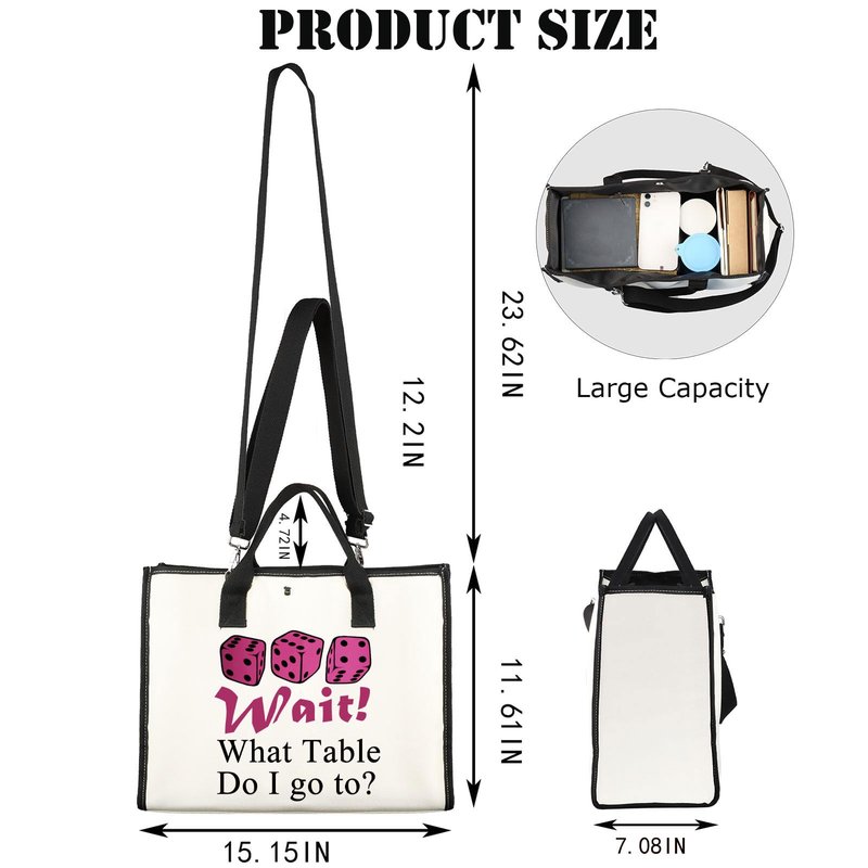 JNIAP Dice Game Makeup Bag Game Night Gifts Dice Gamer Zipper Pouch Game Queen Gifts (wait table tote)