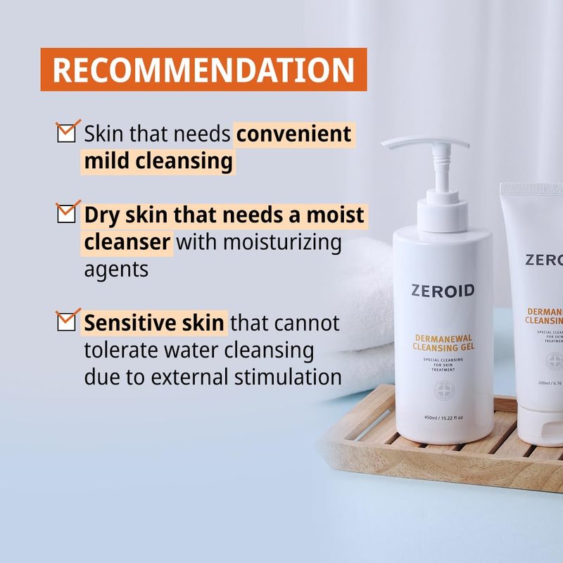 ZEROID | Dermanewal Cleansing Gel | Hydrating Face and Body Wash | Moisturizing Korean Shower Gel | Body Care for Women & Men | Korean Bath Products | Body Care Skin Treatments | 15.22 fl oz (450ml)