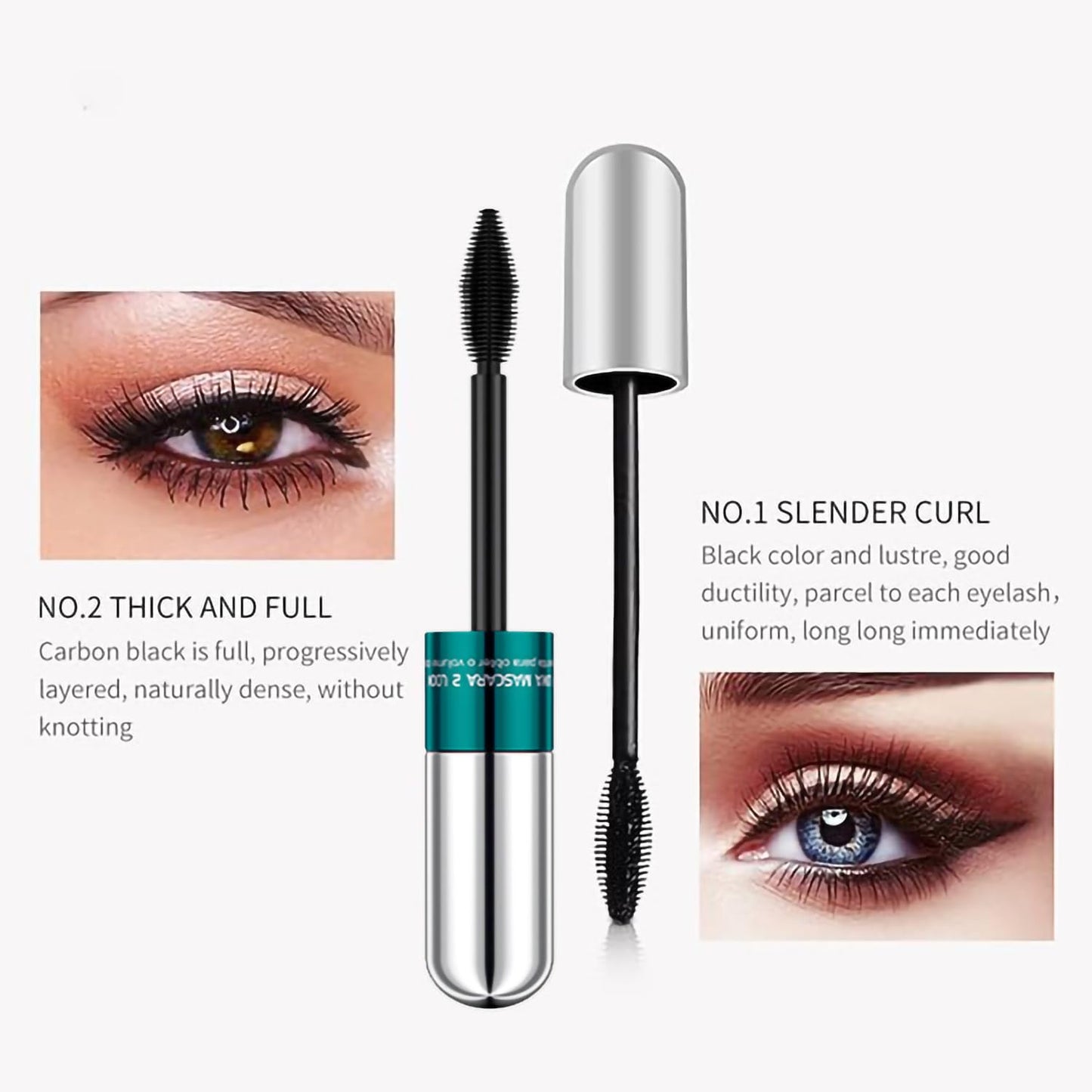2Pcs 2 Step Lengthening & Volumizing Tubing Mascara, Smudge-Proof, Clump-Free, 2 in 1 Black Mascara For Natural Lengthening And Thickening Effect
