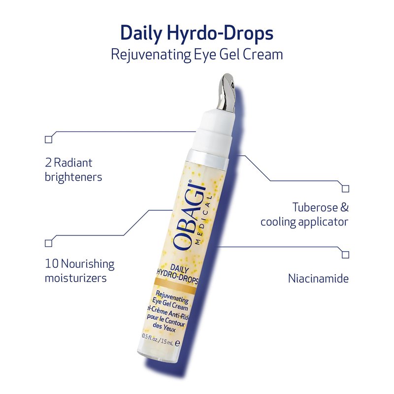 Obagi Daily Hydro-Drops Rejuvenating Eye Gel Cream – Reduces the Appearance of Dark Circles & Instantly Brightens, Smooths, & Depuffs Eyes – 0.5 oz