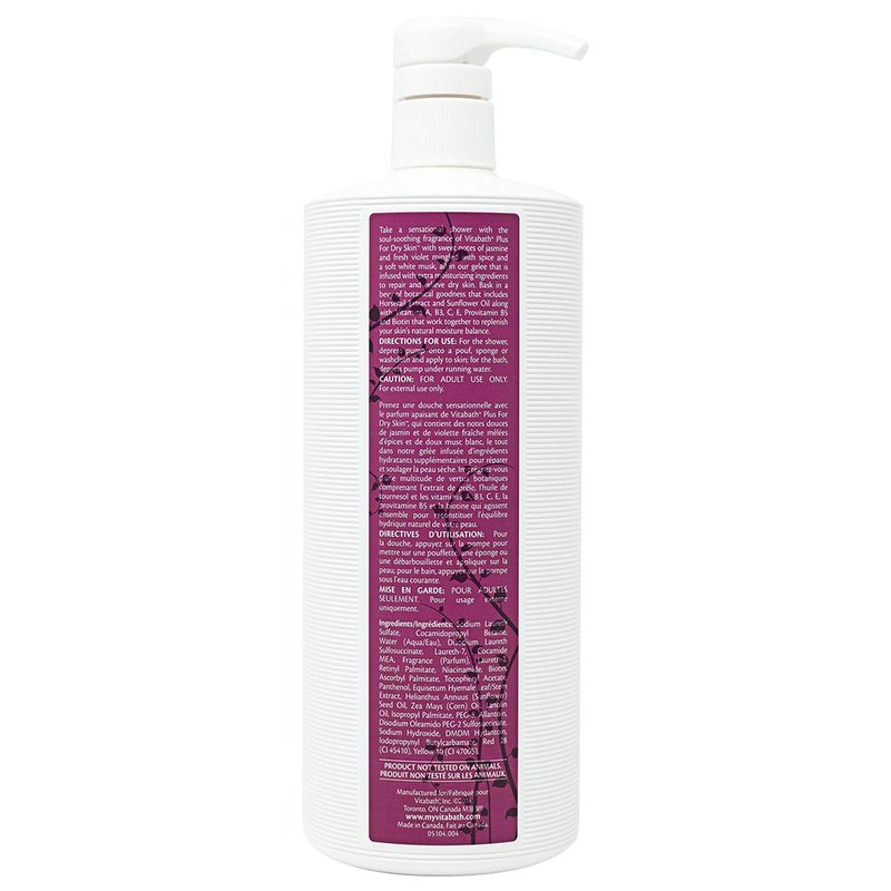 Vitabath Plus Moisturizing Bath & Shower Gel - Deeply Hydrating Body Cleanser with Replenishing Oils | 21 oz