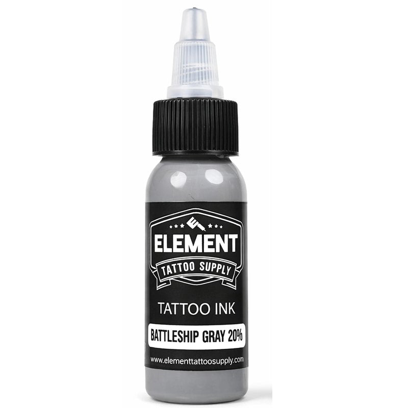 Element Tattoo Supply Battleship Gray Tattoo Ink Set - 4 Shades of Grey, Light, Medium, Medium Dark & Dark Tones, Professional Grade Tattoo Inks for Mixing & Blending, 1 oz Bottle (4 Pack)