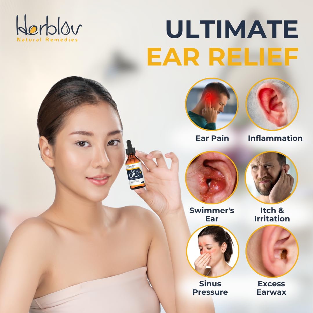 Organic Ear Oil for Ear Infections - Natural Eardrops for Infection Prevention, Swimmer's Ear & Wax Removal - Kids, Adults, Baby, Dog Earache Remedy - with Mullein, Garlic, Calendula, Made in USA