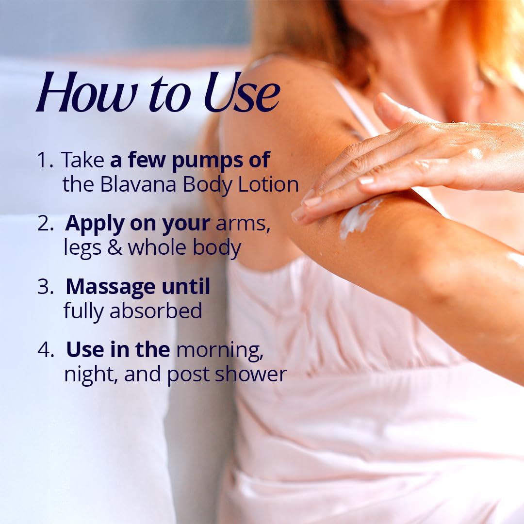 Blavana Body Lotion—Intensely Moisturizes Dry, Crepey Skin on the Neck, Arms, Thighs & Legs | Fast-Absorbing, Lightweight | Black Gram + Indian Madder + Sodium Hyaluronate + Glycerin | 6.25 fl. oz