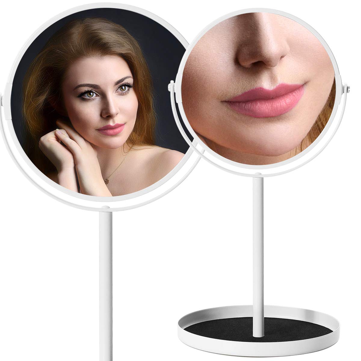 Ettori Shower Mirror Fogless for Shaving and Makeup Mirror-1x and 5X Magnification