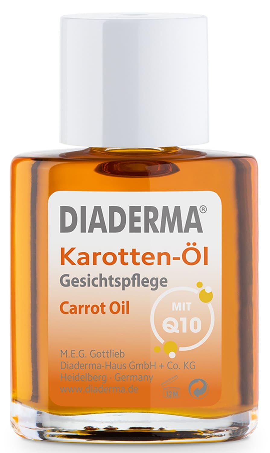 DIADERMA Carrot Oil, 30 ml – New Formula with Q10: Gives a Fresh Complexion, Prevents Wrinkles, with Vitamin E + A, Natural Cosmetics