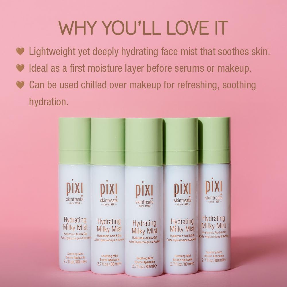 Pixi Beauty Milky Mist 2.70 Fl Oz | Hydrating Moisturizer for Dry Skin | Infused with Hyaluronic Acid