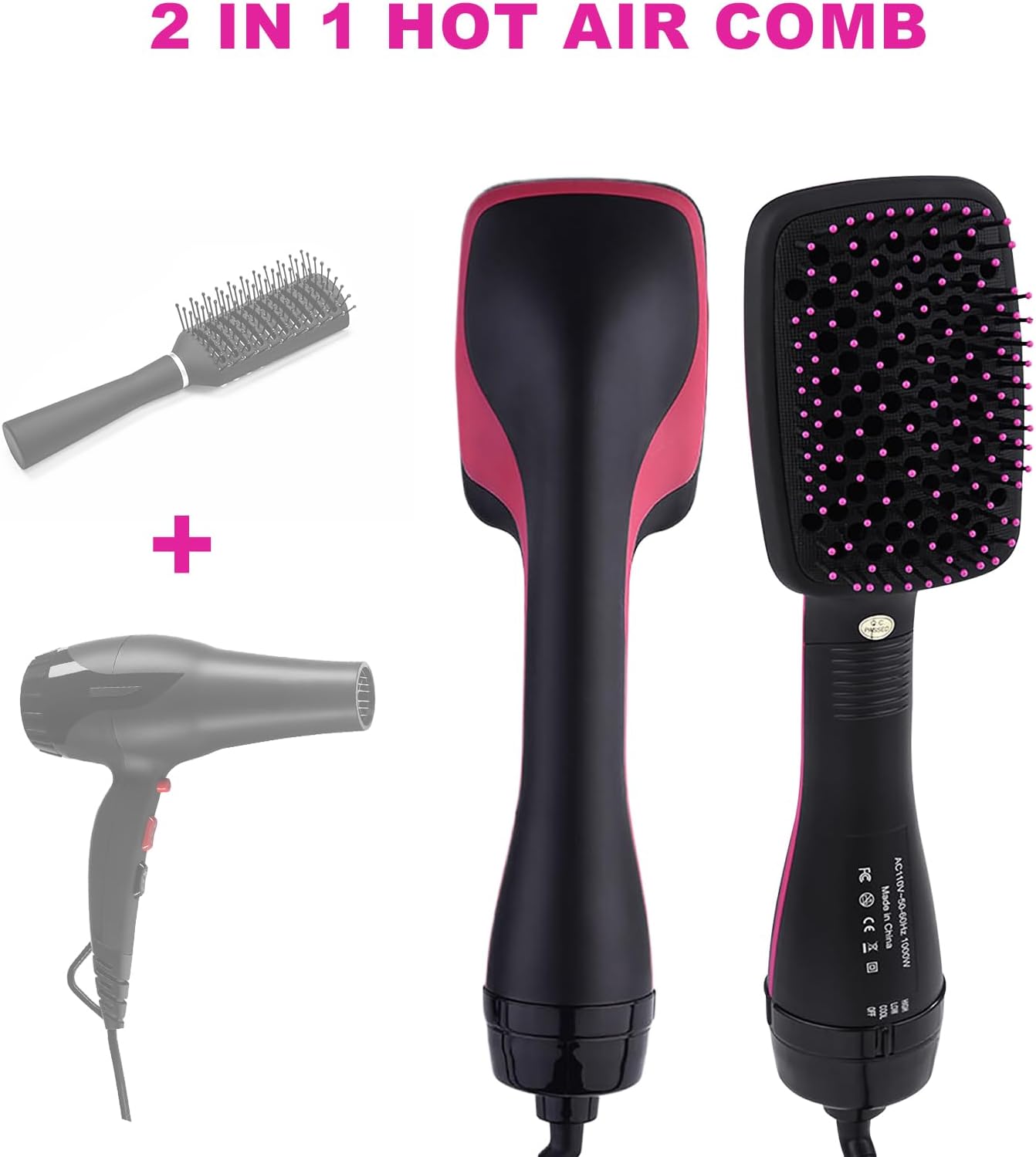 2 in 1 Hair Dryer & Styler - One Step Brush Straightener with Negative Ion Technology | Fast Drying & Smoothing