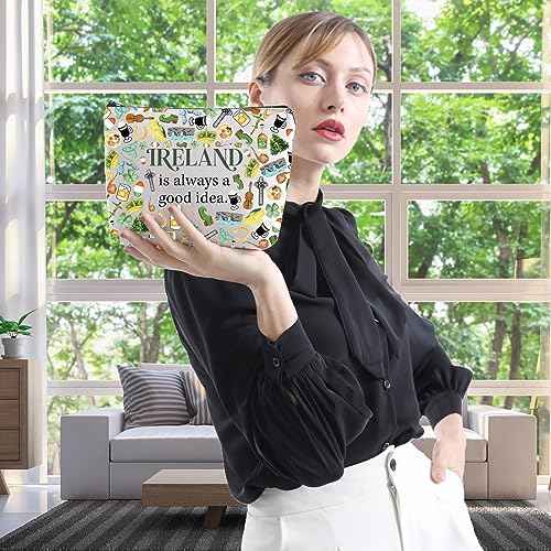 WCGXKO Ireland Trip Gift Ireland Lover Gift Ireland Merch Ireland Zipper Pouch Makeup Bag (IRELAND Bag)