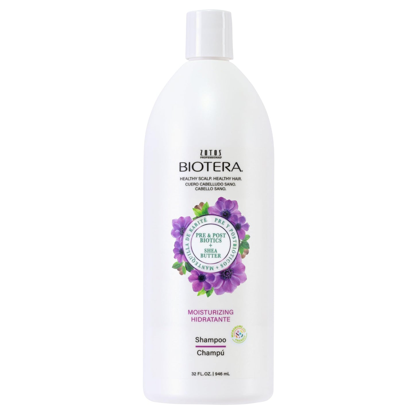 Biotera Moisturizing Shampoo for Dry, Fine Hair - Lightweight Hydration with Coconut & Shea Butter, Restores & Nourishes Moisture, Enhances Shine & Softness, Color-Safe, Vegan, 32 Fl Oz