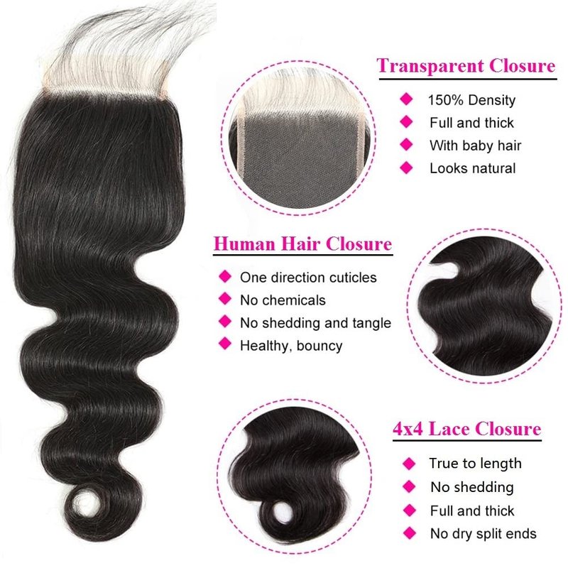 20 Inch Body Wave Closure - HD Lace 10A Brazilian Virgin Hair, Pre-Plucked with Baby Hair | Free Part