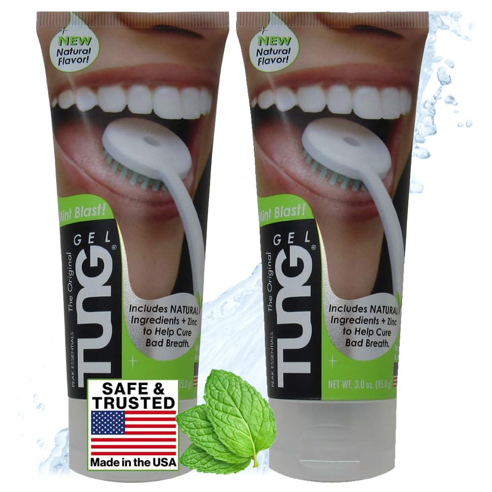 Tung Tongue Gel, Natural Mint Blast Tongue Cleaner Paste, Bad Breath Odor Eliminator, Halitosis Defense, BPA Free, USA Made (4-Pack)