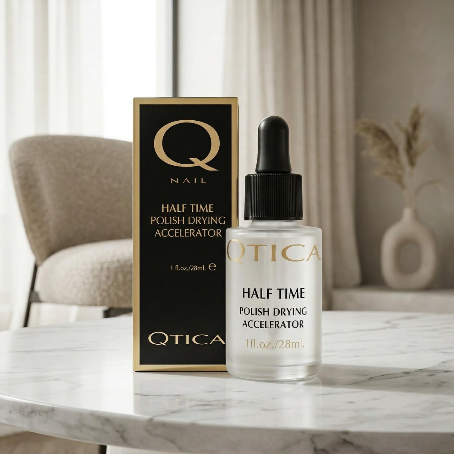 Qtica Half Time Polish Drying Accelerator – Fast-Dry Top Coat Nail Polish Dryer for Manicures & Pedicures – No Smudge, No Streak, No Dents – Quick-Dry Nail Solution for Long-Lasting Wear 1oz