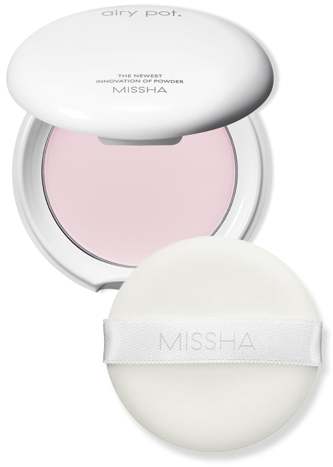MISSHA Airy Pot Pressed Pink Powder Pact - Natural Radiant Finish Setting Powder | 5g/0.176 oz