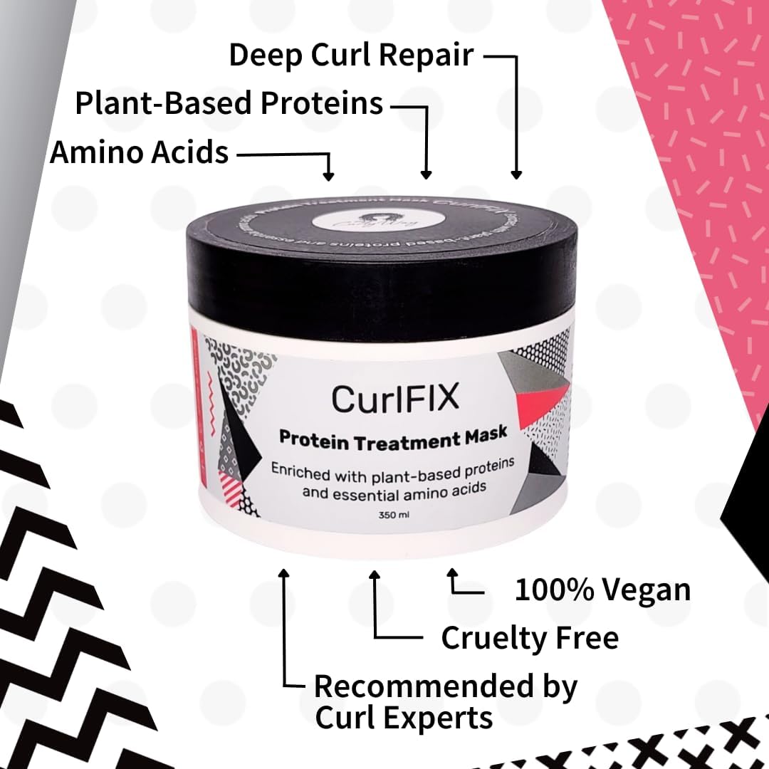 My Curly Way CurlFIX Protein Treatment Hair Mask, 100% Vegan, 11.8 fl oz. Enriched with Plant-Based Proteins and Essential Amino Acids, Deep Conditioner for Damaged or Dull Hair