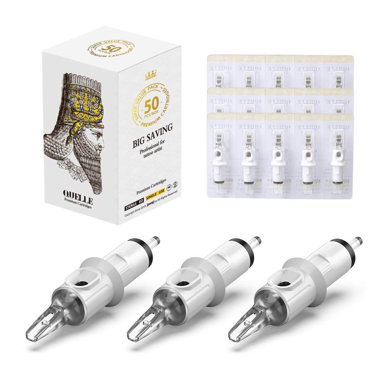 Tattoo Cartridge Needles #12 Standard 19 Curved/Round Magnum - 50PCS Professional Disposable with Membrane