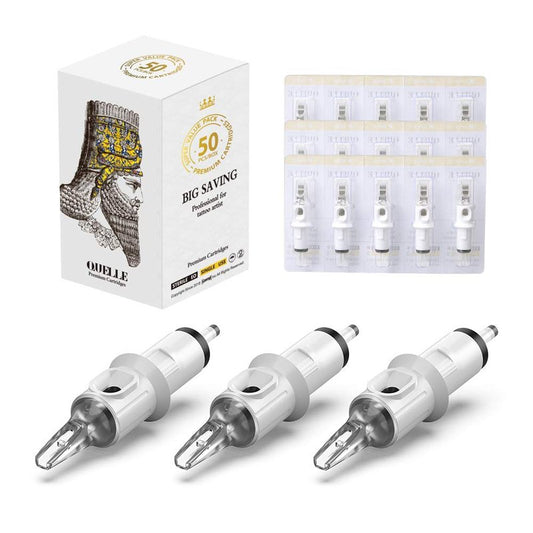 Tattoo Cartridge Needles #12 Standard 19 Curved/Round Magnum - 50PCS Professional Disposable with Membrane
