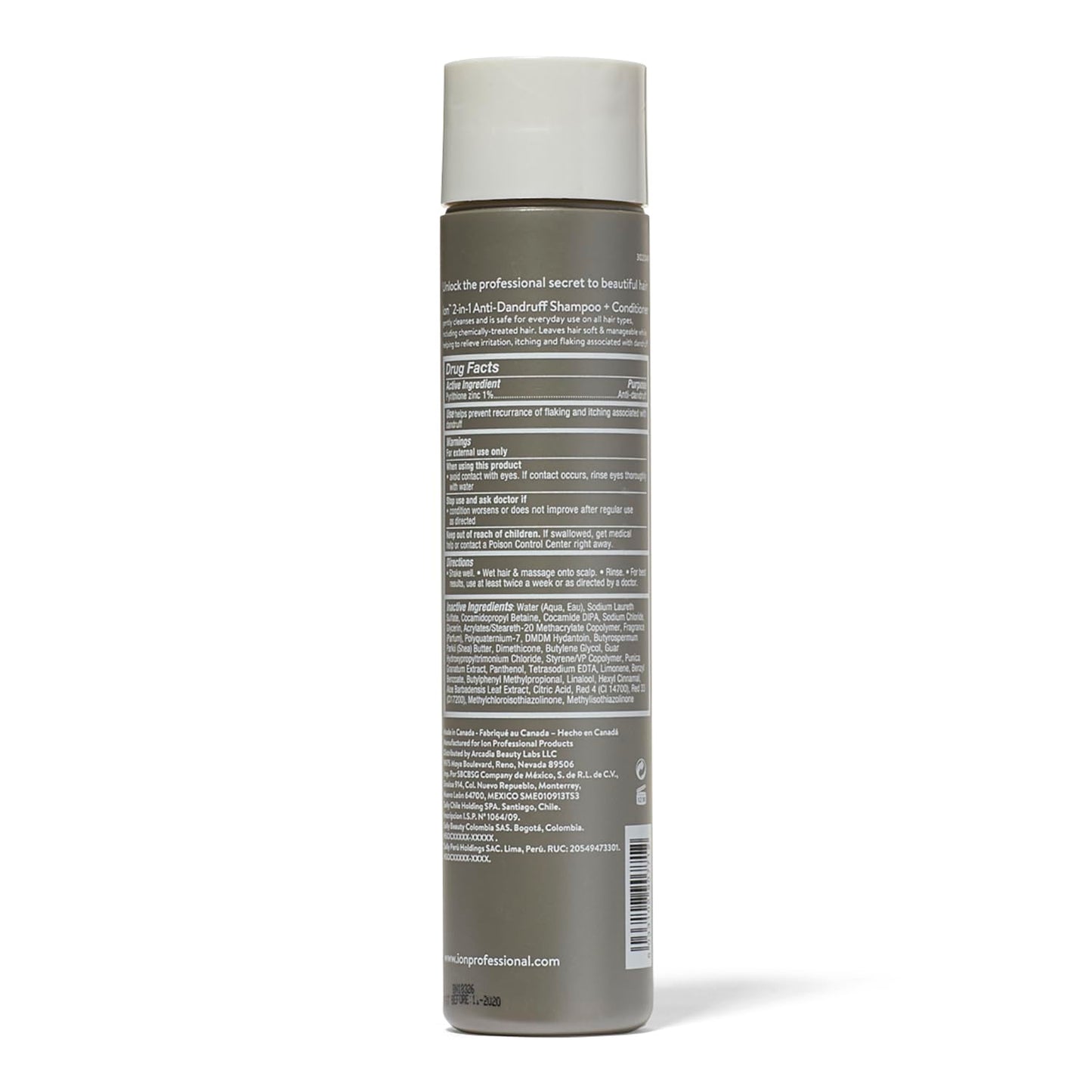 Ion 2 in 1 Anti Dandruff Shampoo & Conditioner, Gently Cleanses, All Hair Types, Relieves Irritation, Itching, and Flaking, Vegan, Paraben Free