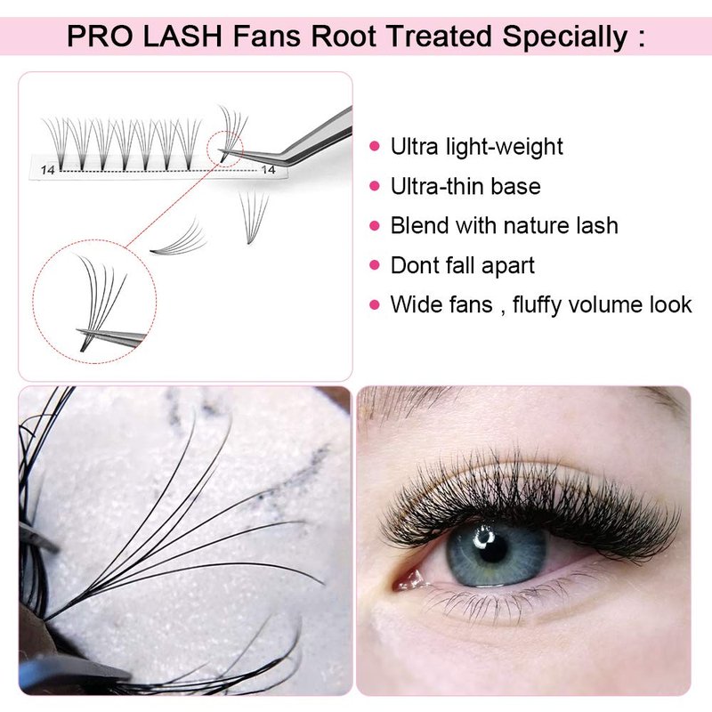 Premade Volume Eyelash Extensions 5D-C-0.07-18 Short Stem Premade Fans Eyelash Extensions 9 to 20 mm Pre made Lash Fans 3D 5D 7D Volume Lash Extensions .07 .10 C D Curl(5D-C-0.07,18mm)