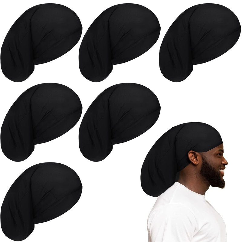 Dreadlock Cap Set - 6 Unisex Jumbo Night Shower Bonnets for Long Hair | Colorful Accessories