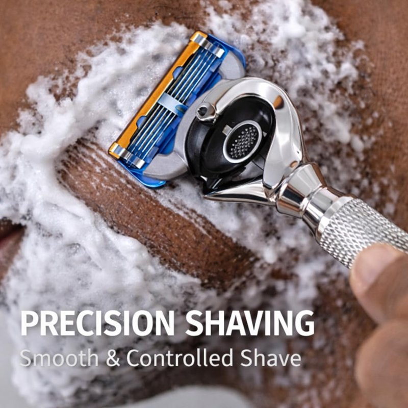 Flex Ball Handle Shaving Razor – All Chrome Long Handle Razor with Flex Pivot Technology & Diamond Knurled Grip for Men’s Precision Shaving