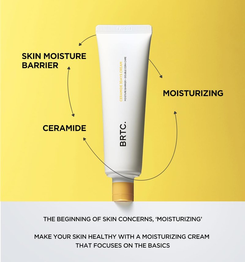 BRTC Ceramide 3days Cream | Moisturizer & Soothing with Ceramide | Moisture Barrier Care | Non-Sticky Cream, Korean Skincare (50ml, 1.69 fl.oz)