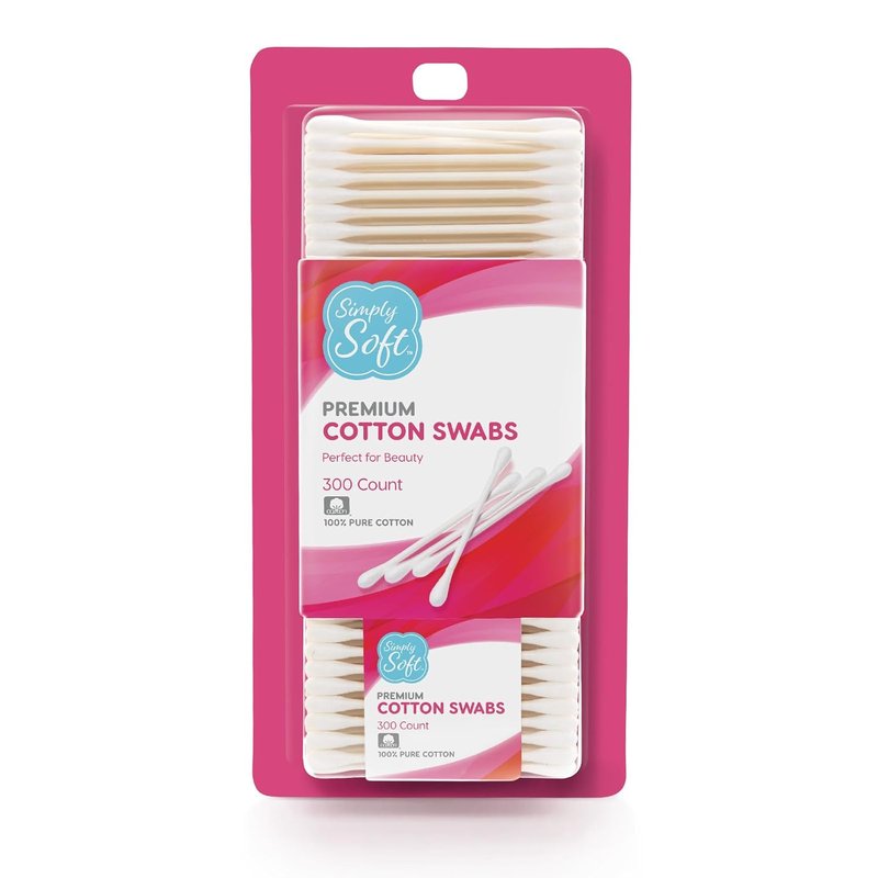 Cotton Tip Applicators - Double Round Cotton Swabs for Hygiene & Beauty Care | 300 Count (Pack of 4)