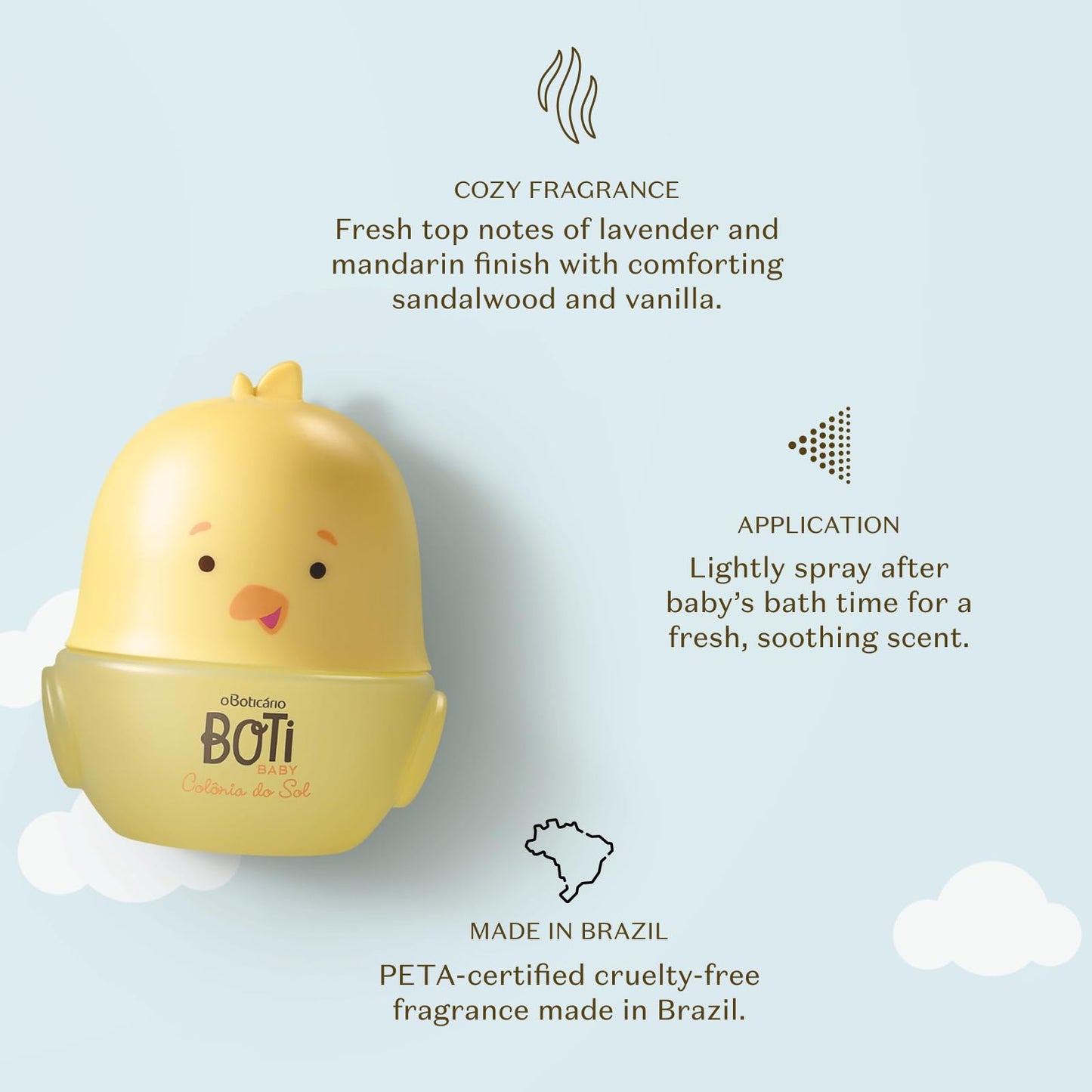 O BOTICARIO Boti Baby Sun Cologne, Relaxing Lavender Baby Perfume Fragrance Spray, 3.3 Ounce