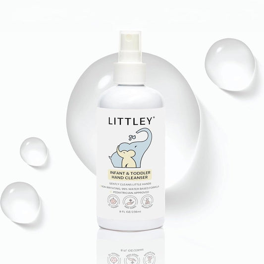 Littley Infant & Toddler Hand Cleanser | Alcohol-Free HOCl Spray for Delicate Skin | Fragrance-Free Formula | Gentle & Convenient Hand Mist | Portable Travel Size | 8 oz