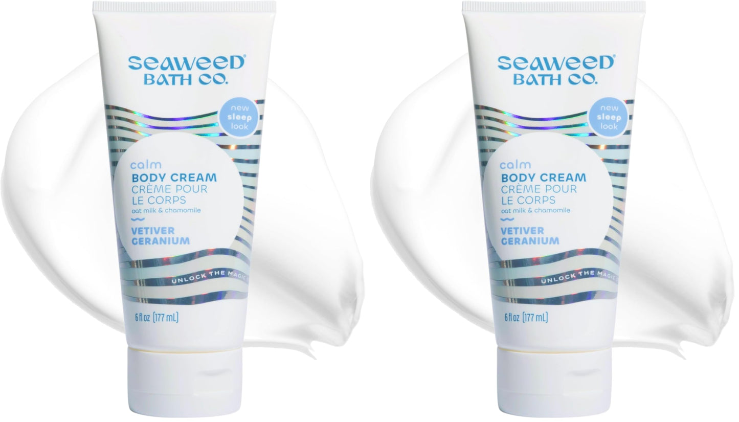 The Seaweed Bath Co. Sleep Body Cream, Calm, Nutrient-Rich Bladderwrack Seaweed, Vegan, Paraben Free, 6 fl. oz. (Pack of 2)