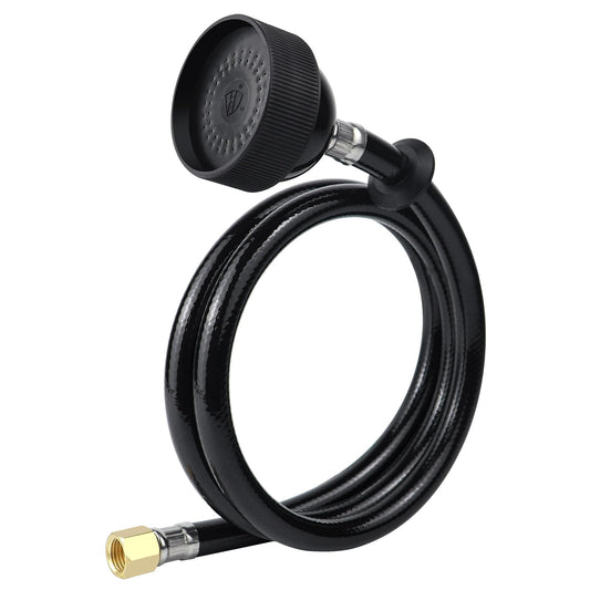 ZKDAUSDO UPC Certified Salon Shampoo Bowl Sprayer Head Hose Kit - 1/4" Thread to Attach Shampoo Bowl Faucet for Barber Shop Spa, Black Rubber Salon Sink Shampoo Bowl Hose Replacement Part