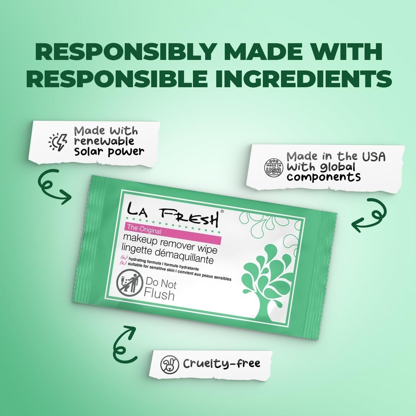 LA Fresh Makeup Remover Wipes with Vitamin E - 50 Ct TSA Travel Essential