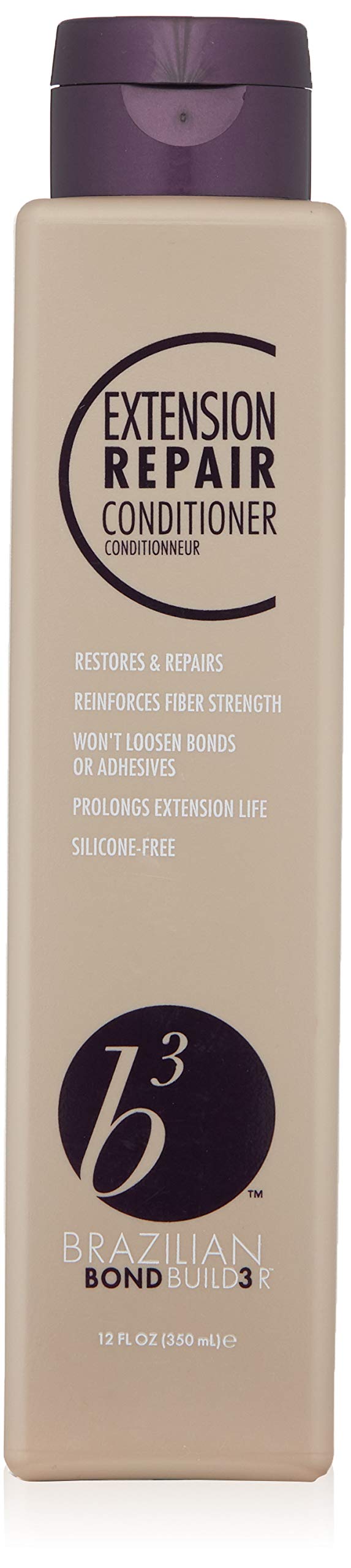 B3 BRAZILIAN BONDBUILDER Extension Repair Conditioner for Natural Hair and Extensions - Replenishes and Restores Dry, Damaged Hair, Paraben-Free, 12 Fl Oz.