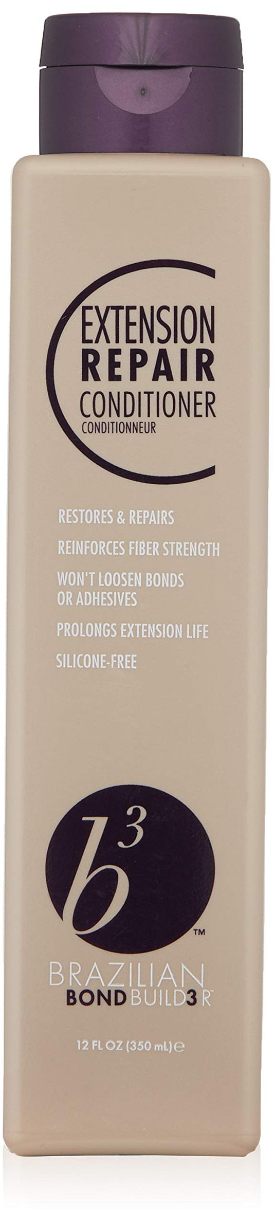 B3 BRAZILIAN BONDBUILDER Extension Repair Conditioner for Natural Hair and Extensions - Replenishes and Restores Dry, Damaged Hair, Paraben-Free, 12 Fl Oz.