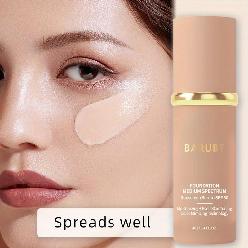 Color Changing Foundation with SPF 50 - 4 in 1 Moisturizing Medium-Full Coverage Cream | Lightweight Natural Look Makeup
