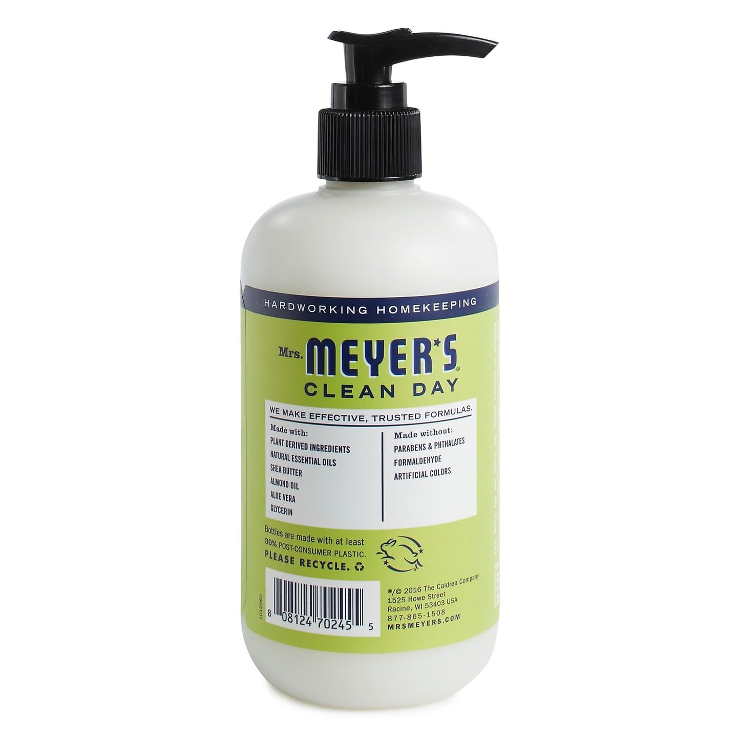 MRS. MEYER'S CLEAN DAY Hand Lotion for Dry Hands, Non-Greasy Moisturizer Made with Essential Oils, Lemon Verbena, 12 oz