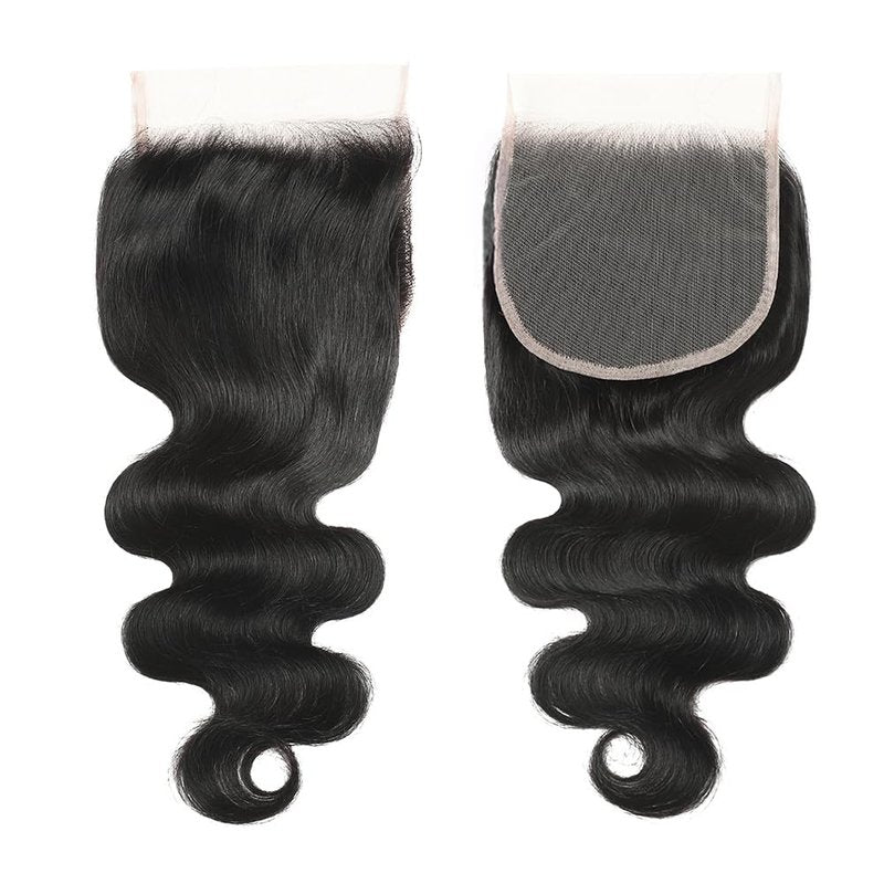 Body Wave 5x5 Transparent HD Lace Closure Human Hair 18 Inch 12A Brazilian Virgin Human Hair Frontal Closure Wave Pre Plucked with Baby Hair Swiss Lace Natural Black