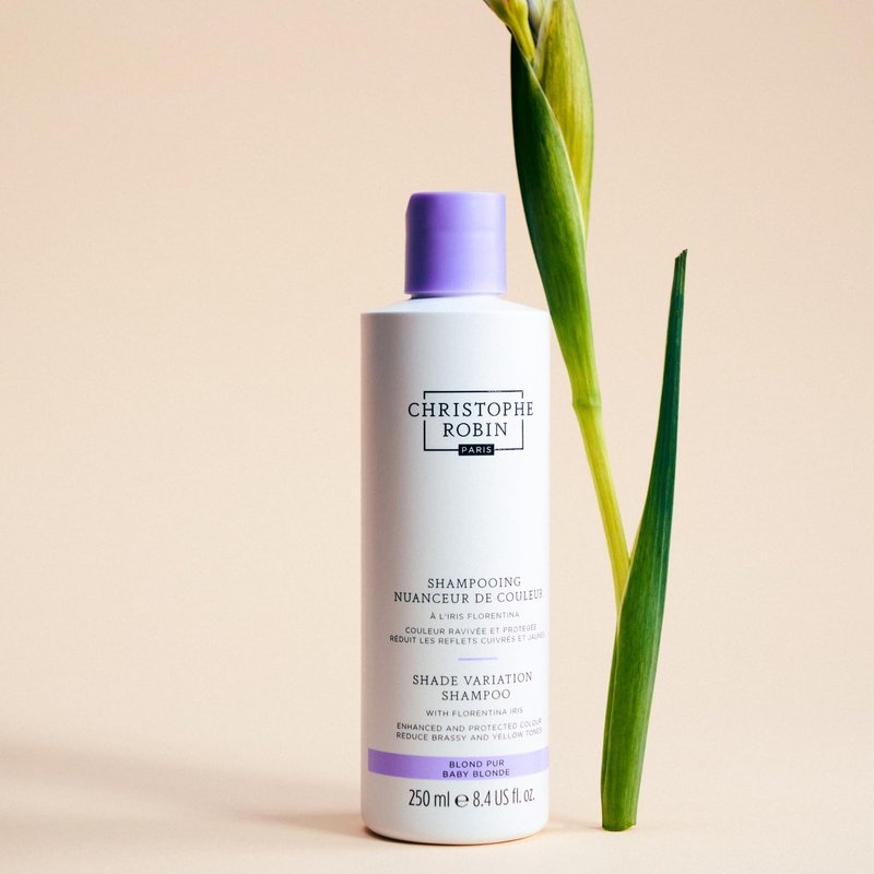 Christophe Robin Shade Variation Baby Blonde Toning Purple Shampoo with Florentina Iris, Neutralizes Brassy, Yellow Tones for Blonde, Bleached, Silver, Highlighted Hair 250ml