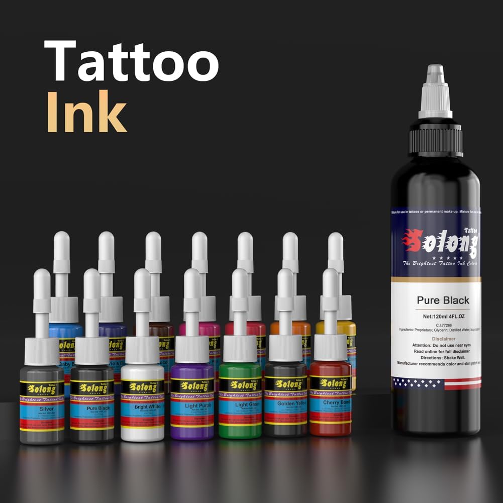 Wireless Tattoo Gun Kit - Smart Screen, 40 Tattoo Cartridge Needles, 120ML Black Ink | Complete Tattoo Set