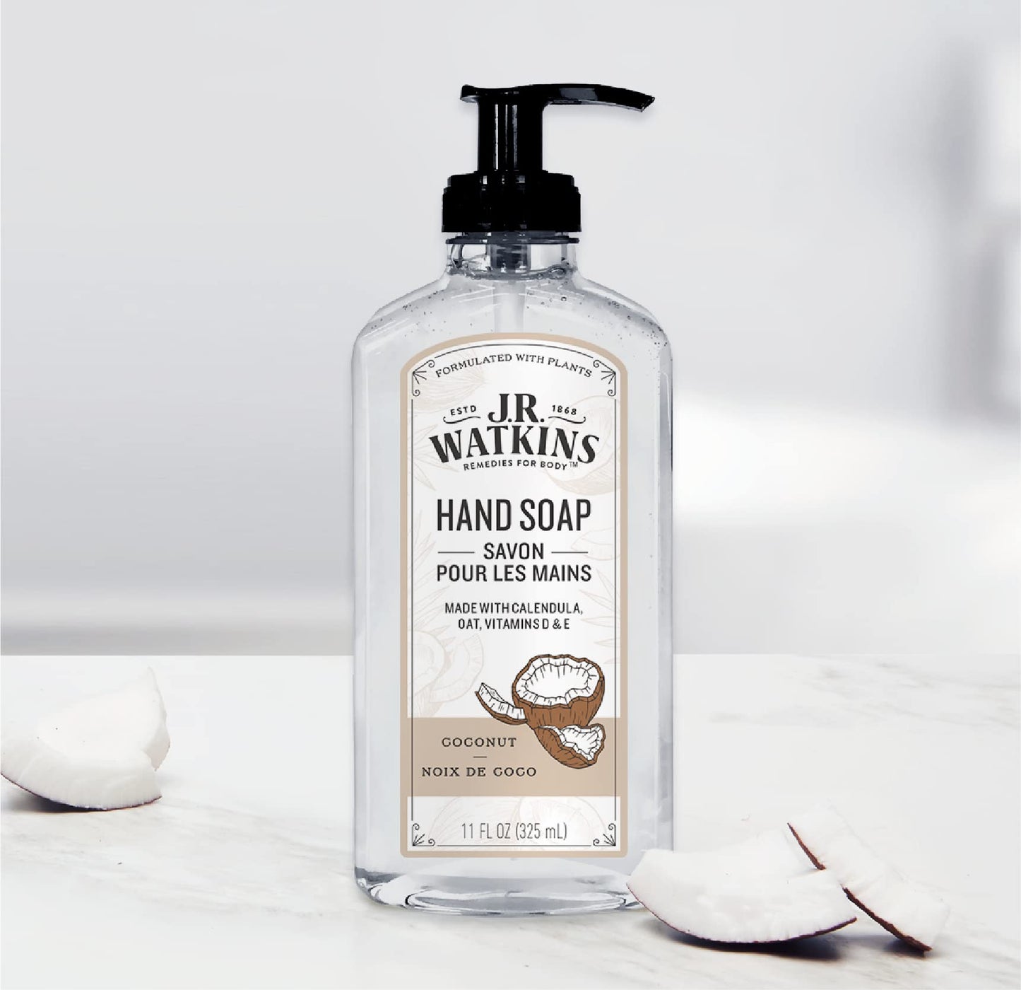 J.R. Watkins Gel Hand Soap, 3 Pack of 11 Fl Oz, Coconut