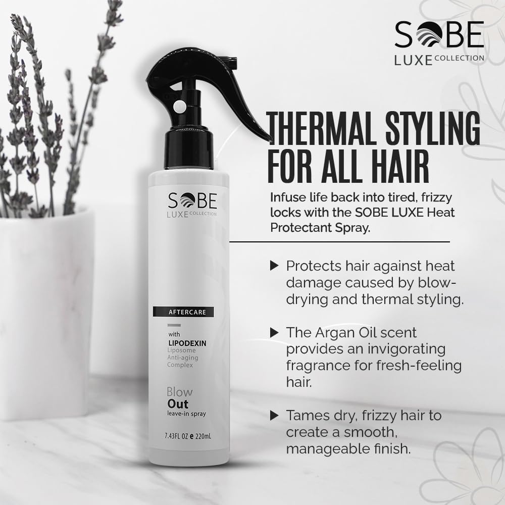 Heat Protectant Spray - Thermal Styling for All Hair Types | 8 Fl Oz, Frizz-Free, Shiny Finish