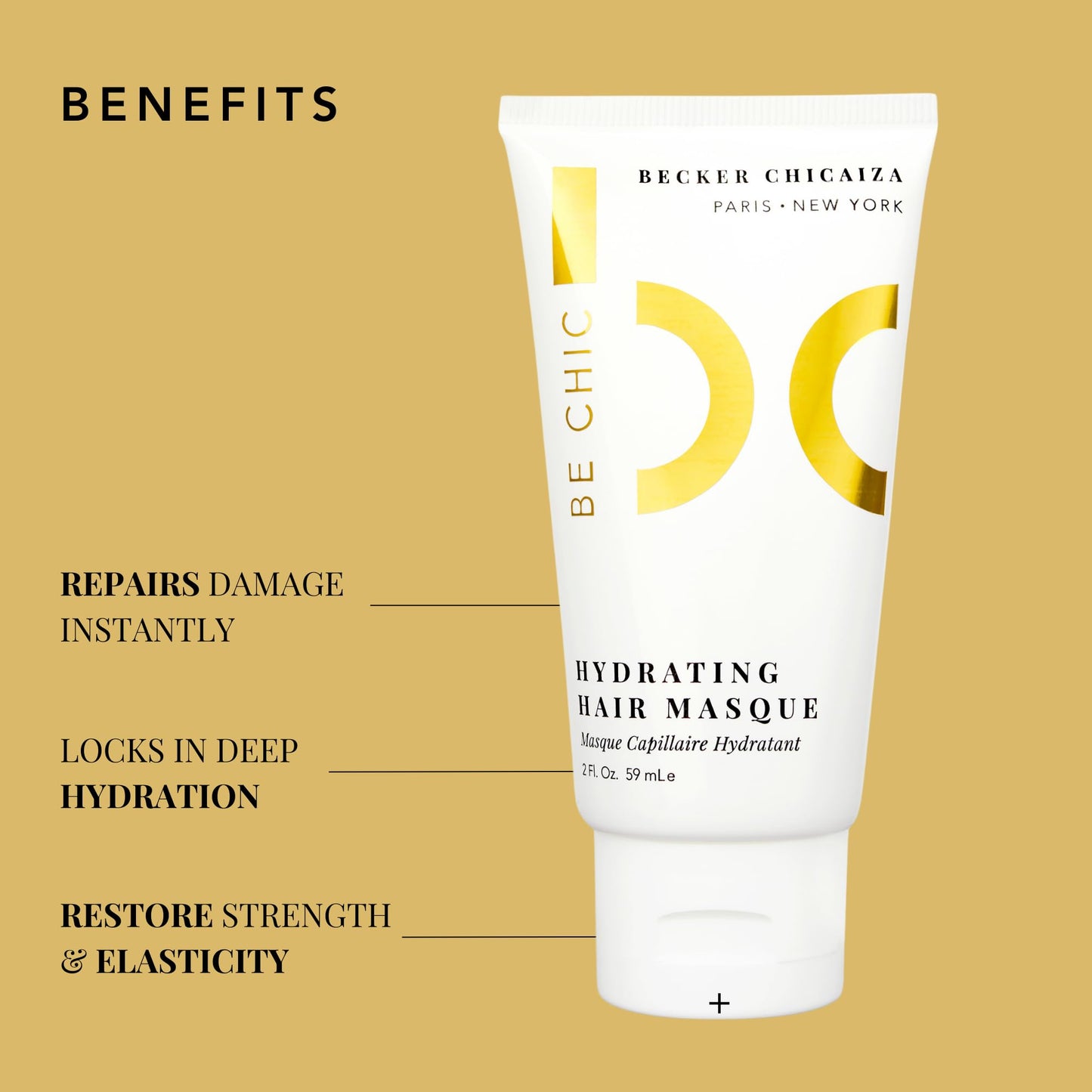 BE CHIC Mini Hydrating Hair Masque – Plant-Based, Damage Repair, Deep Conditioning, TSA-Approved, For All Hair Types