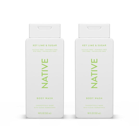 Body Wash with Naturally Derived Ingredients - Sulfate & Paraben Free | Hydrating Key Lime & Sugar Scent | 18 oz for Men & Women