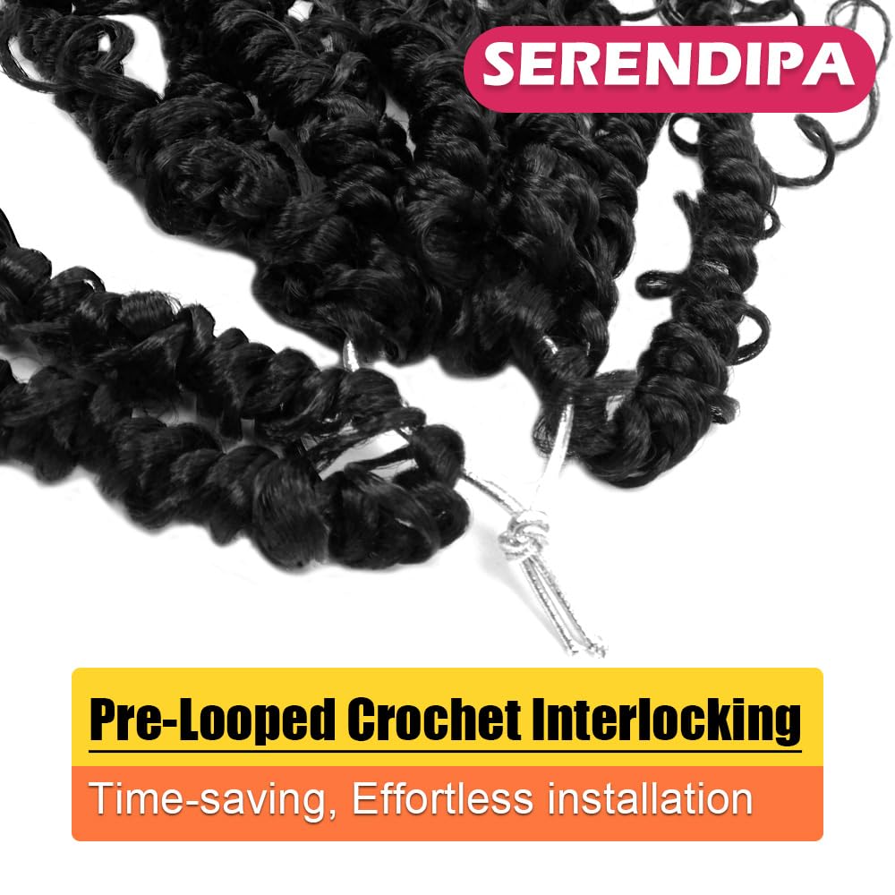 SERENDIPA Passion Twist Hair, 22 Inch Pre Looped Boho Braiding Hair,Goddess Crochet Braids with Curly Ends (8 Packs, 1B)