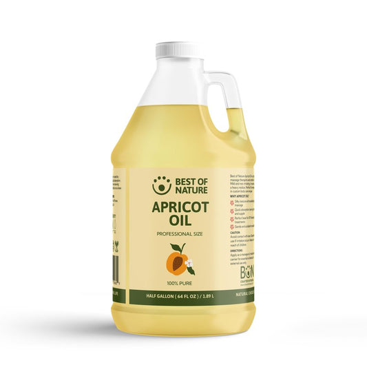 Best of Nature 100% Pure Apricot Oil – Lightweight Massage & Body Oil, Unscented Moisturizer for Hair, Skin, Face, Ideal Carrier Oil for Essential Oils, Half Gallon (64 fl oz)
